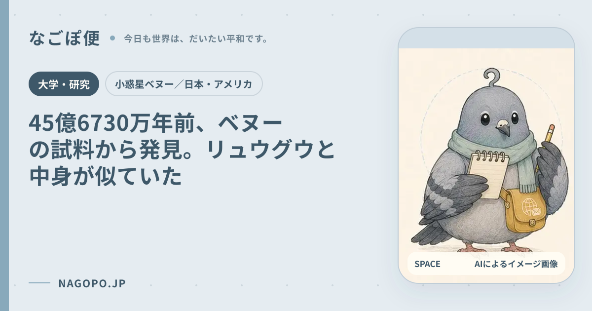 45億6730万年前、ベヌーの試料から発見。リュウグウと中身が似ていたのAIによるイメージ画像