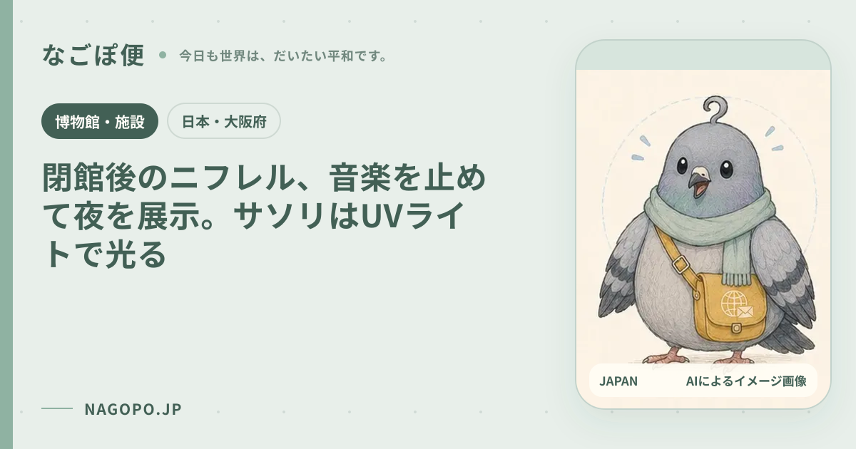 閉館後のニフレル、音楽を止めて夜を展示。サソリはUVライトで光るのAIによるイメージ画像